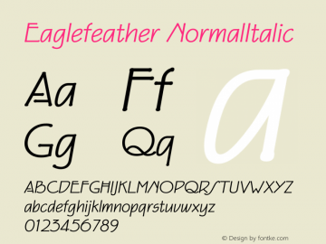 Eaglefeather NormalItalic Altsys Fontographer 4.1 3/14/98图片样张