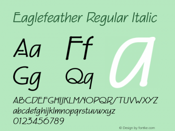 Eaglefeather Regular Italic Version 001.000 Font Sample