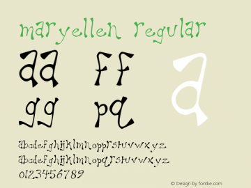 Maryellen Regular Macromedia Fontographer 4.1 4/13/98 Font Sample