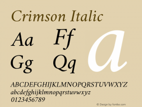 Crimson Italic Version 0.8 Font Sample