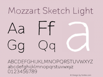 Mozzart Sketch Light Version 1.000 Font Sample