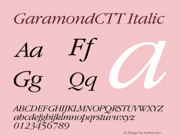 GaramondCTT Italic 1.000.000 Font Sample
