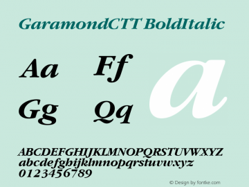 GaramondCTT BoldItalic 1.100.000 Font Sample
