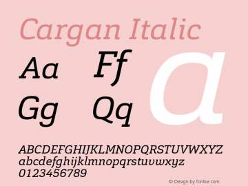 Cargan Italic Version 1.000 Font Sample