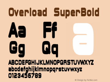 Overload SuperBold Overload-V2-Apr 1997 curves cleaned/a&s fixed space Font Sample