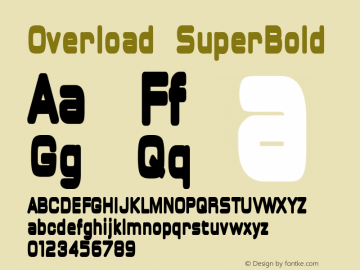 Overload SuperBold Overload-V2-Apr 1997 curves cleaned/a&s fixed space Font Sample