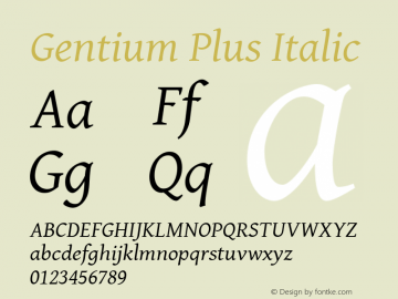 Gentium Plus Italic Version 5.000 Font Sample