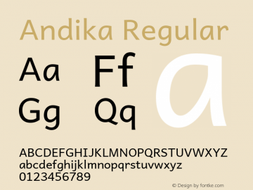 Andika Regular Version 5.000 Font Sample