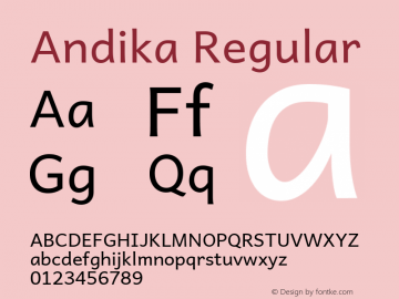 Andika Regular Version 5.000 Font Sample