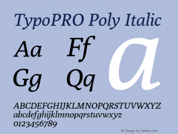 TypoPRO Poly Italic Version 1.003 Font Sample