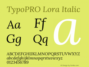 TypoPRO Lora Italic Version 1.014图片样张