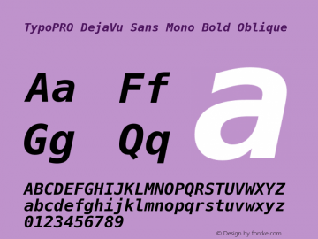 TypoPRO DejaVu Sans Mono Bold Oblique Version 2.34图片样张