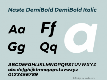 Naste DemiBold DemiBold Italic Version 0.0图片样张