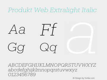 Produkt Web Extralight Italic Version 1.1 2014图片样张