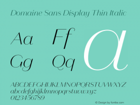 Domaine Sans Display Thin Italic Version 1.002;PS (version unavailable);hotconv 1.0.78;makeotf.lib2.5.61930图片样张