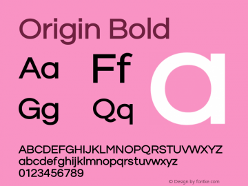 Origin Bold Version 1.00 2014 Font Sample