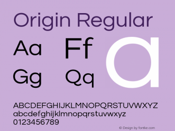 Origin Regular Version 1.000;PS 001.001;hotconv 1.0.56 Font Sample