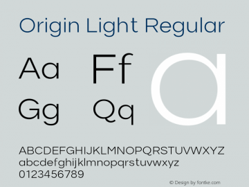 Origin Light Regular Version 1.000;PS 001.001;hotconv 1.0.56 Font Sample