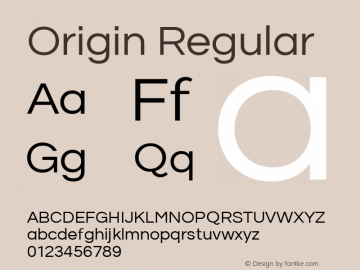 Origin Regular Version 1.00 2014 Font Sample