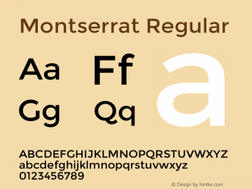 Montserrat Regular Version 2.001 Font Sample