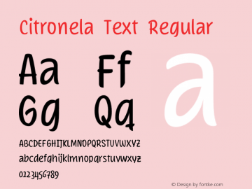 Citronela Text Regular Version 1.001 Font Sample