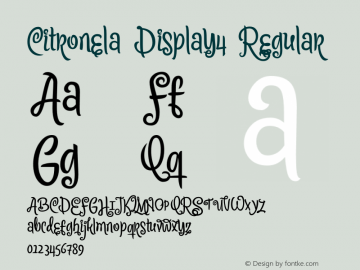 Citronela Display4 Regular Version 1.001 Font Sample