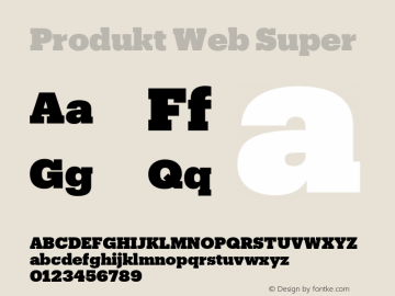 Produkt Web Super Version 1.1 2014 Font Sample