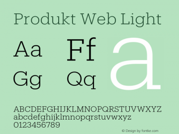 Produkt Web Light Version 1.1 2014 Font Sample