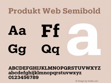 Produkt Web Semibold Version 1.1 2014 Font Sample