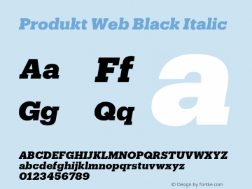 Produkt Web Black Italic Version 1.1 2014 Font Sample
