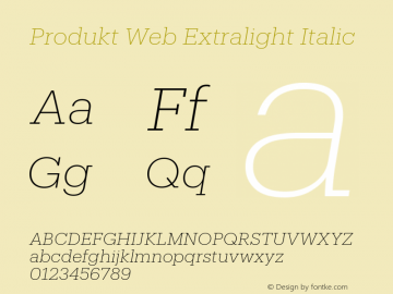 Produkt Web Extralight Italic Version 1.1 2014图片样张