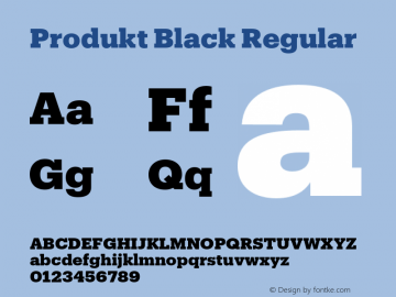 Produkt Black Regular Version 1.1 2014 Font Sample