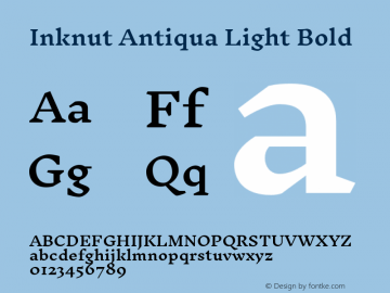 Inknut Antiqua Light Bold Version 1.000;PS 001.000;hotconv 1.0.70;makeotf.lib2.5.58329 Font Sample