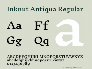 Inknut Antiqua Regular Version 1.000; ttfautohint (v1.2) -l 12 -r 12 -G 72 -x 0 -D deva -f deva -w G -c -X 