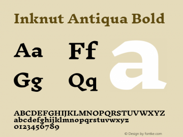 Inknut Antiqua Bold Version 1.000; ttfautohint (v1.2) -l 12 -r 12 -G 72 -x 0 -D deva -f deva -w G -c -X 