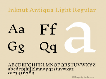 Inknut Antiqua Light Regular Version 1.000; ttfautohint (v1.2) -l 12 -r 12 -G 72 -x 0 -D deva -f deva -w G -c -X 