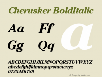 Cherusker BoldItalic Altsys Fontographer 4.0.2 24.10.1993图片样张