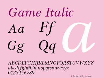 Game Italic Macromedia Fontographer 4.1 22.06.1995图片样张