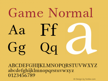 Game Normal Macromedia Fontographer 4.1 22.06.1995 Font Sample