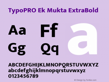 TypoPRO Ek Mukta ExtraBold Version 1.2 Font Sample