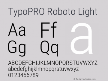 TypoPRO Roboto Light Version 2.000980; 2014 Font Sample