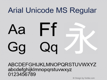 Arial Unicode MS Regular Version 1.01 Font Sample
