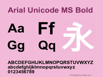 Arial Unicode MS Bold Version 1.00 Font Sample