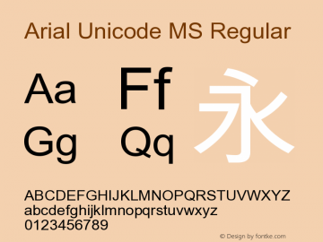 Arial Unicode MS Regular Version 1.01 Font Sample