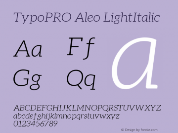 TypoPRO Aleo LightItalic Version 1.1 Font Sample