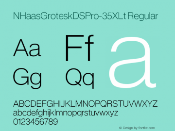 NHaasGroteskDSPro-35XLt Regular Version 1.01 Font Sample