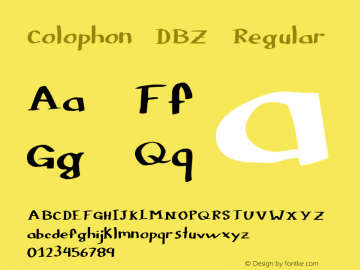 Colophon DBZ Regular Frog: version 1.0 on 1.17.99 Font Sample