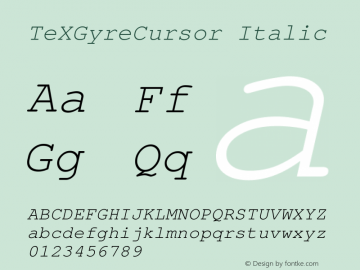 TeXGyreCursor Italic Version 1.103;PS 1.103;hotconv 1.0.49;makeotf.lib2.0.14853 Font Sample