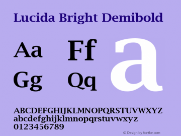 Lucida Bright Demibold Version 1.50 Font Sample