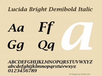 Lucida Bright Demibold Italic Version 1.50图片样张